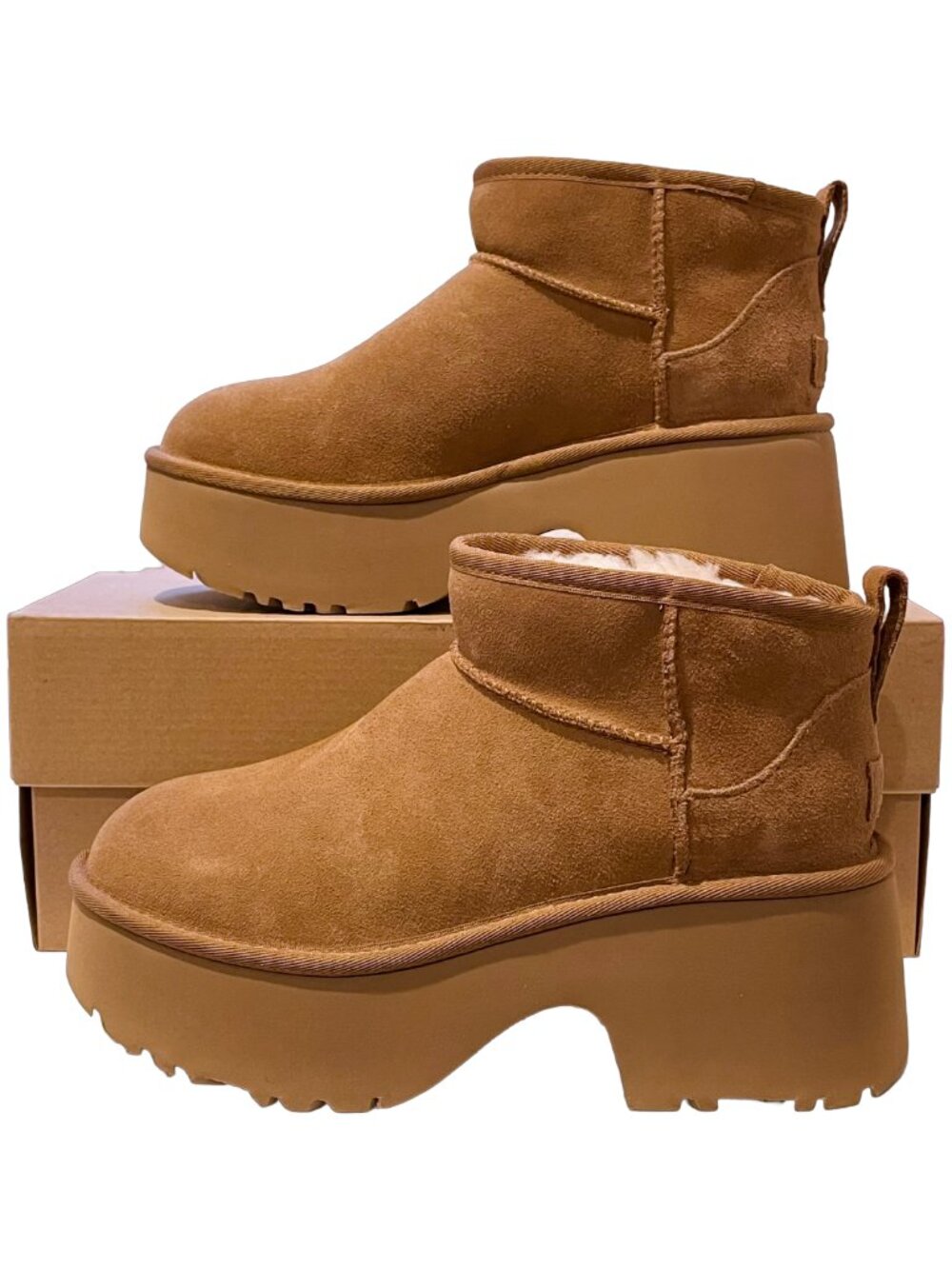 UGG Classic Ultra Mini New Heights Platform Boots Chestnut NWT Sizes 8 10